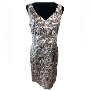 🆕Ann Taylor NWT Bodycon brown cream Silk spandex zip back dress sleeveless SZ 6